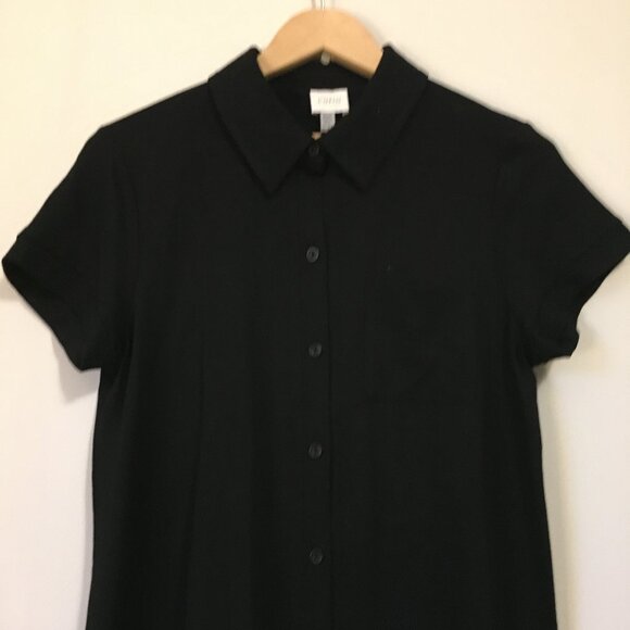 Black Simple Witch Button Up Short Sleeve Top - Picture 3 of 14